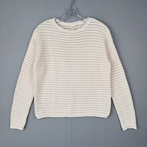 UNIVERSAL THREAD Textured Crewneck Sweater XS Cream Cotton‎ Drop Shoulder Casual